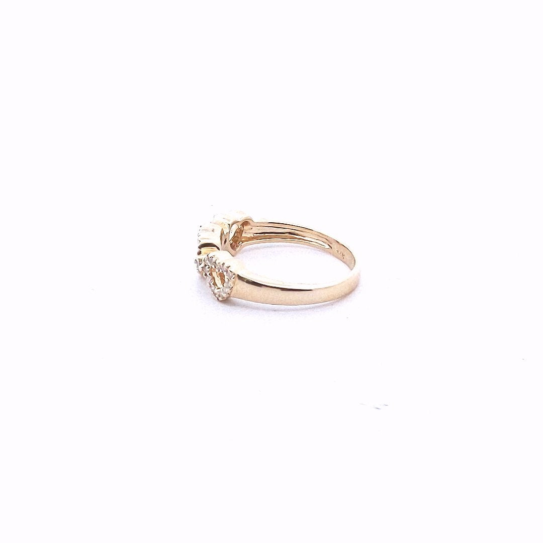 Estate $400 14K Yellow Gold Diamond Heart Three Hearts Ring