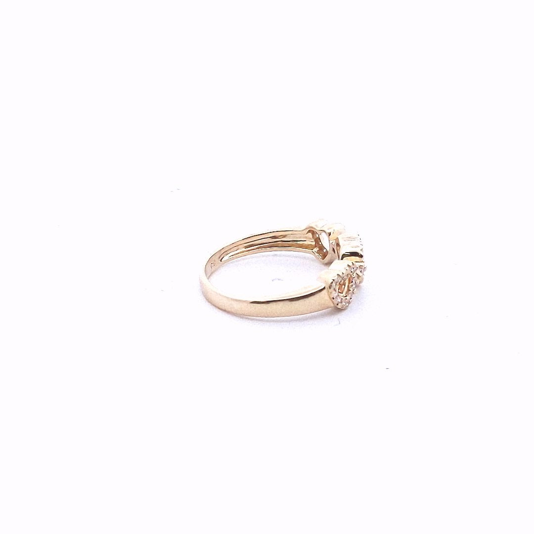 Estate $400 14K Yellow Gold Diamond Heart Three Hearts Ring