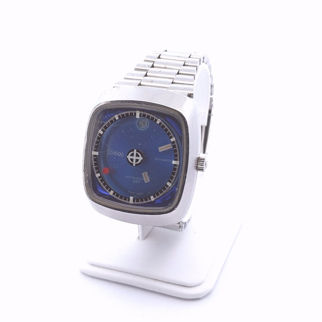 Vintage Stainless Steel Zodiac Astrographic Automatic Mystery Dial Watch