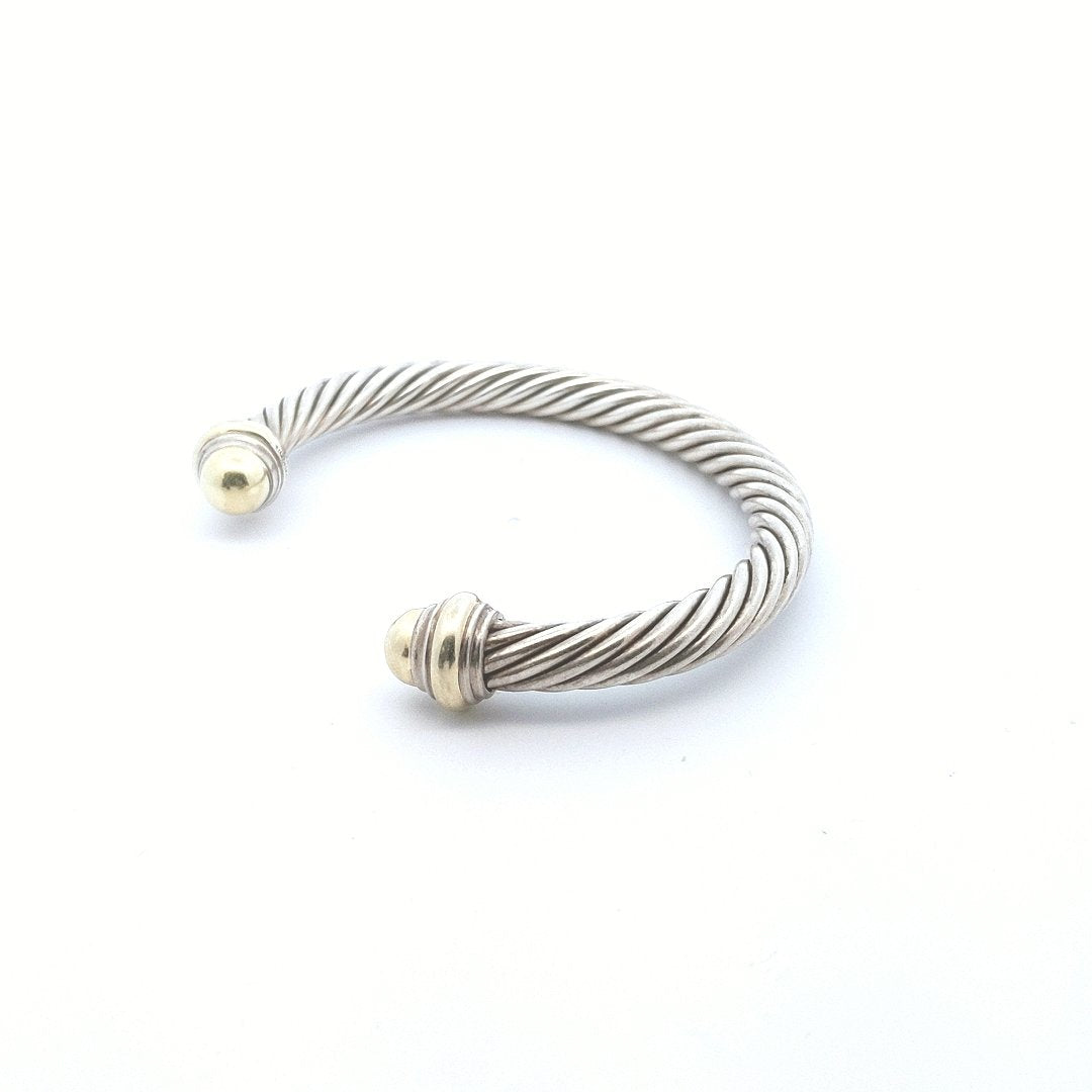 Designer 14K Gold & Sterling David Yurman Cable Bracelet