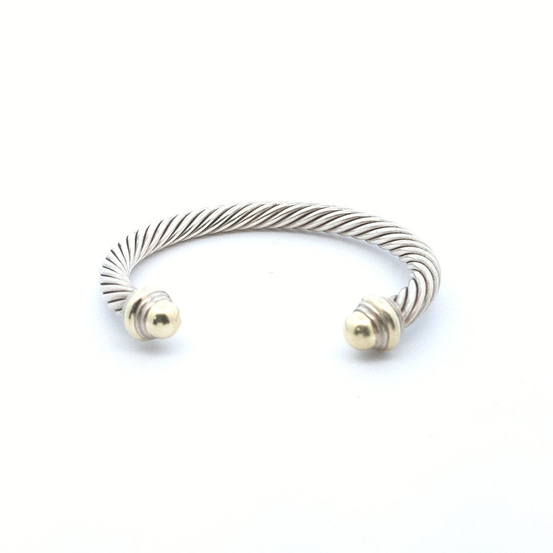 Designer 14K Gold & Sterling David Yurman Cable Bracelet