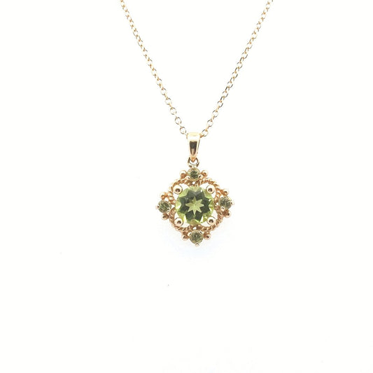 Estate $400 14K Yellow Gold Peridot Rope Pendant Necklace