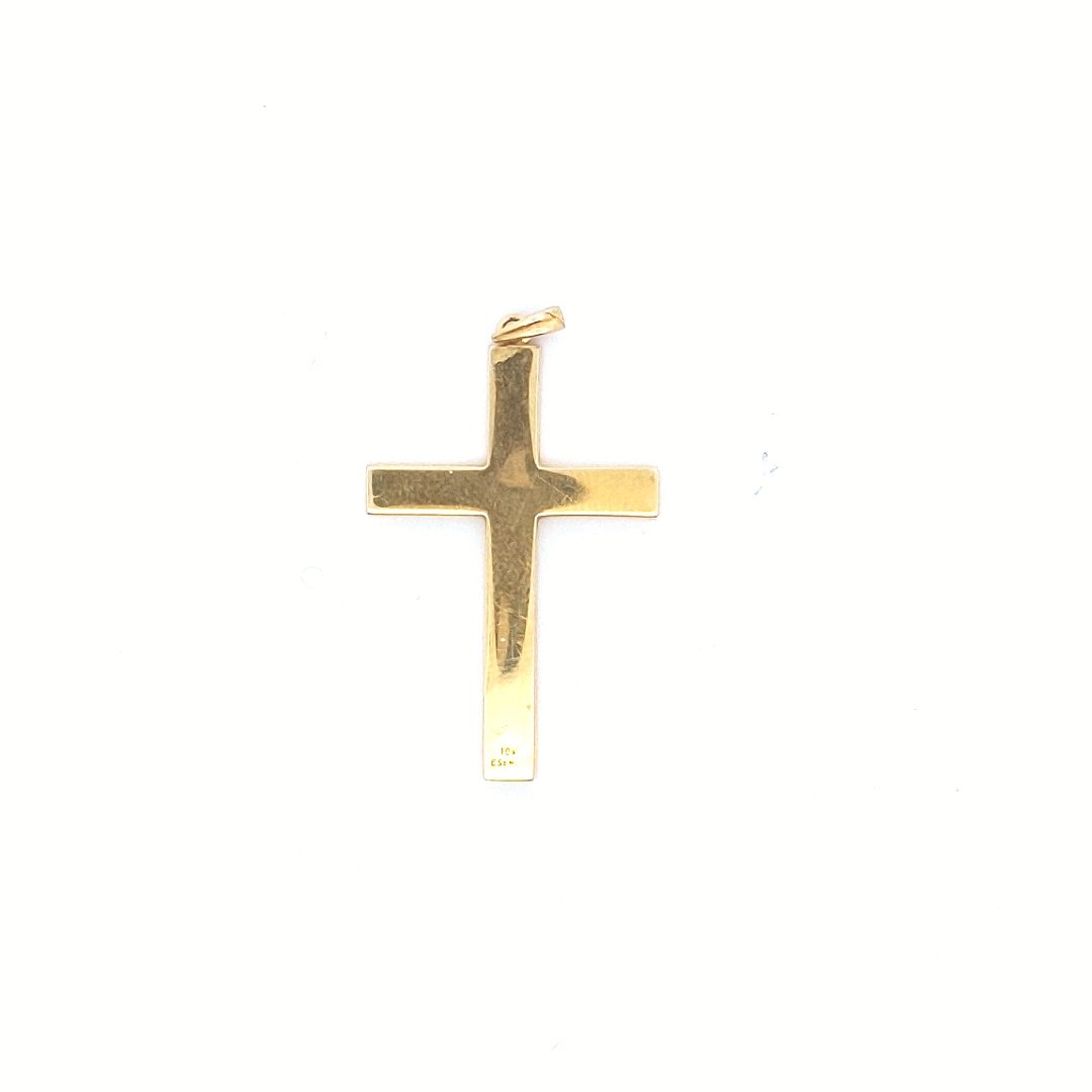 Vintage $190 10K Yellow Gold Engraved Cross Pendant