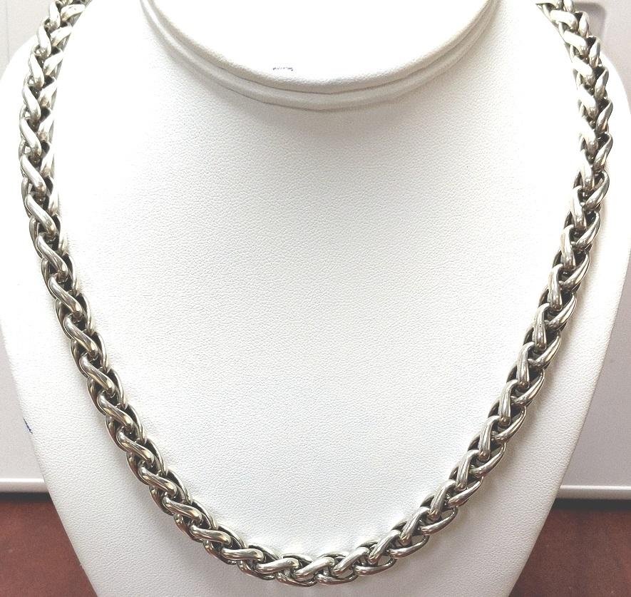 Designer $1700 14K Sterling Silver David Yurman Wheat Necklace