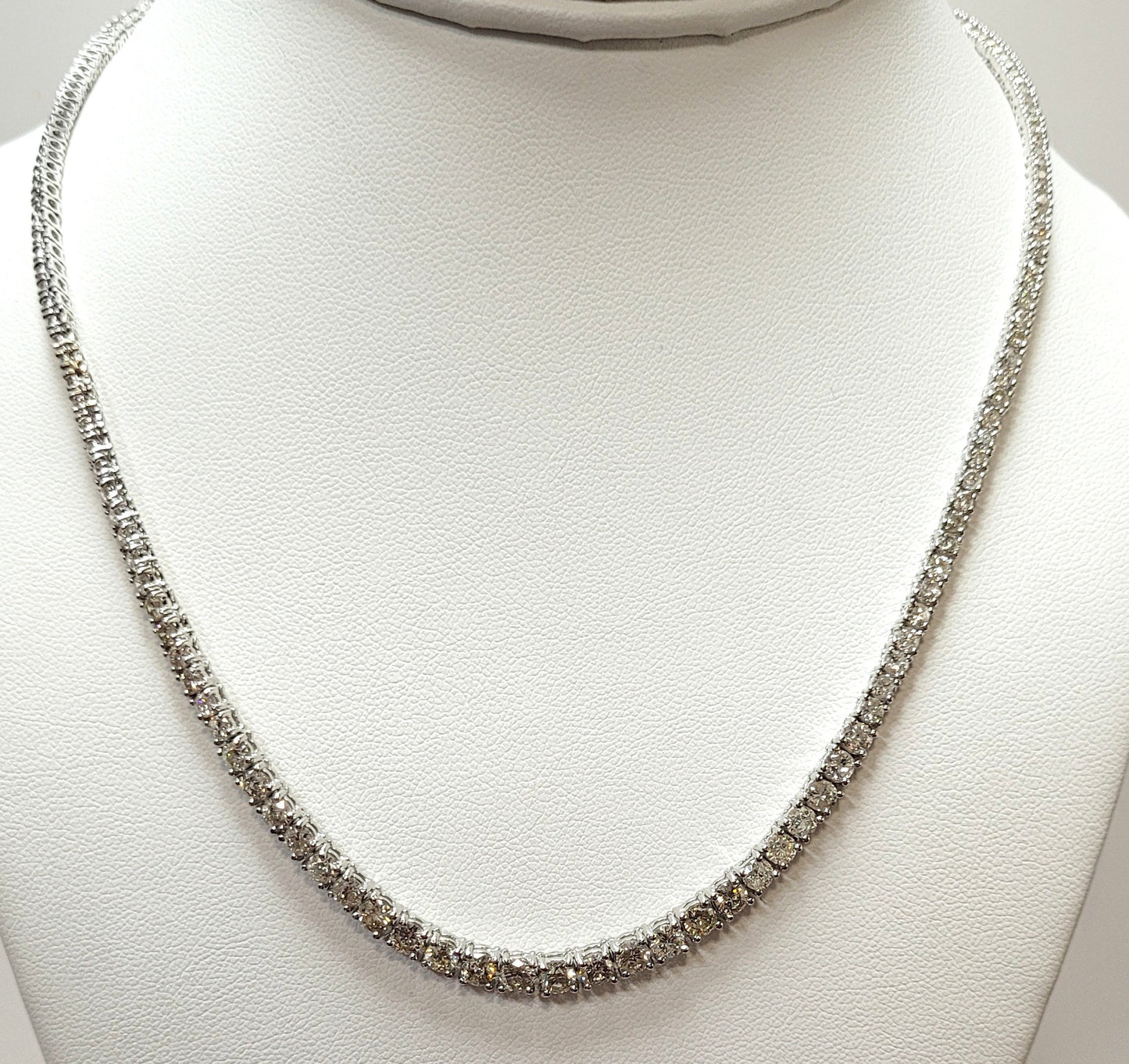 Estate $10000 18K White Gold Diamond Riviera Tennis Necklace
