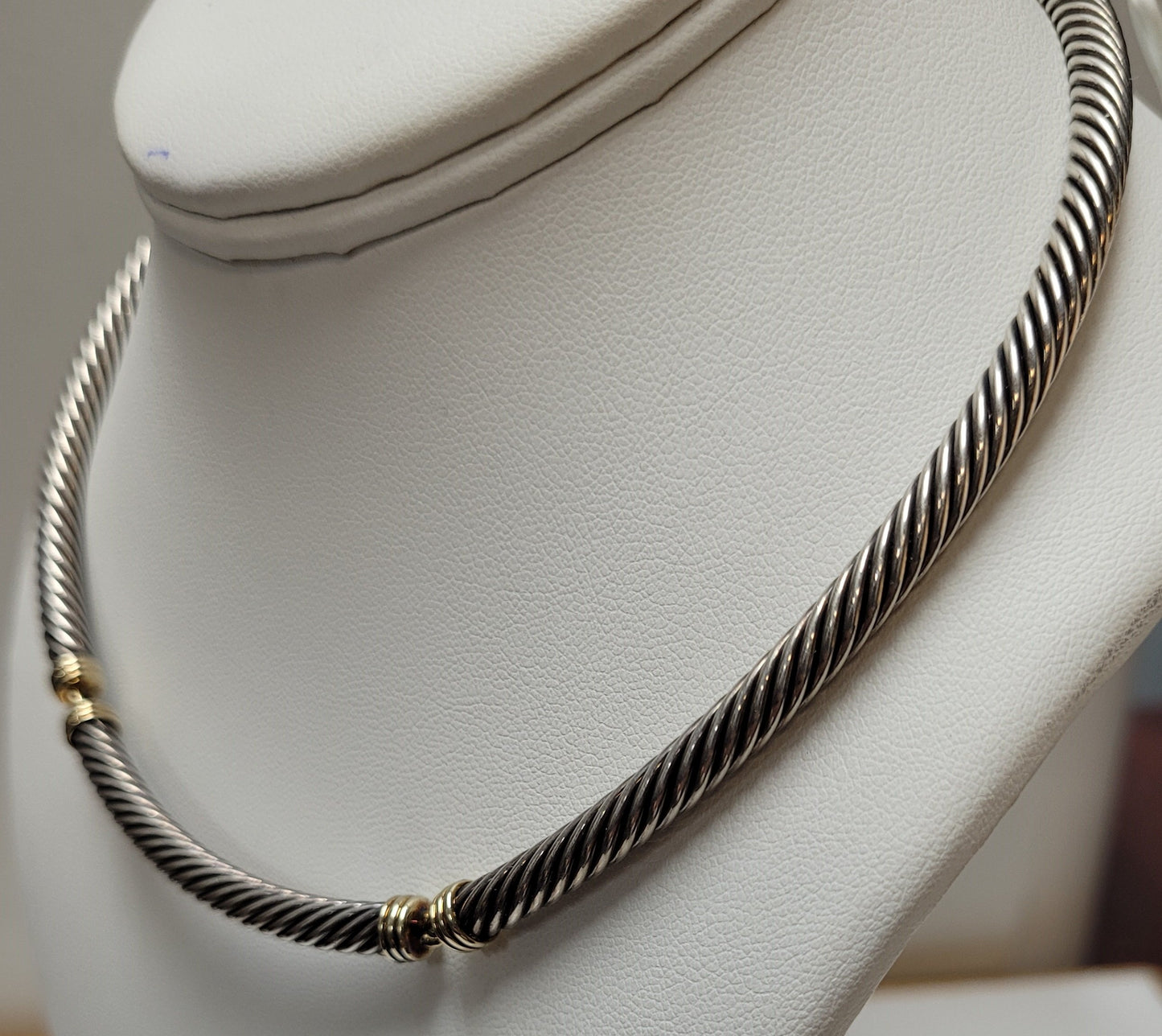 18K Yellow Gold Sterling Silver David Yurman Pearl Cable Necklace