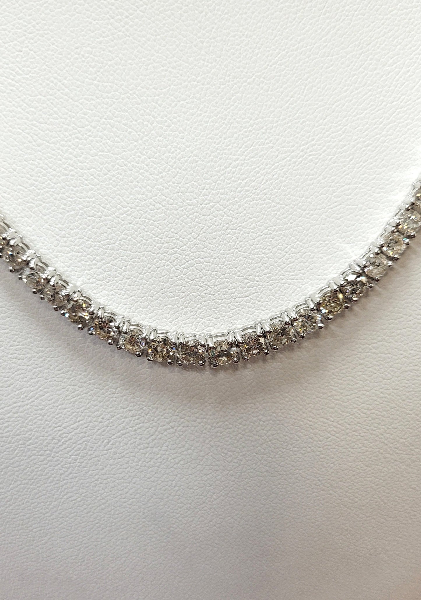 Estate $10000 18K White Gold Diamond Riviera Tennis Necklace