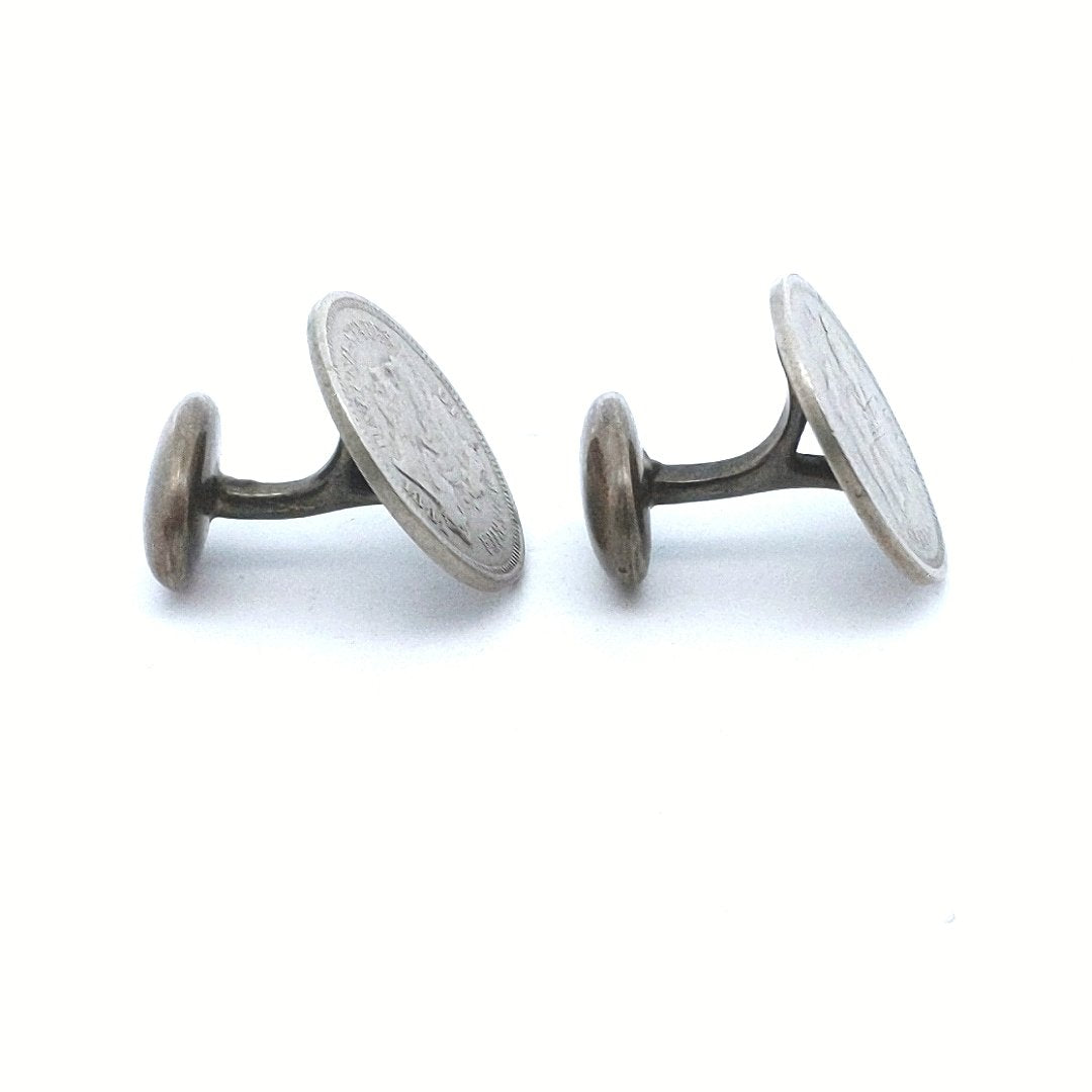 Antique $70 Sterling Nickel 3 Cent 1881 & 1887 Coin Cufflinks
