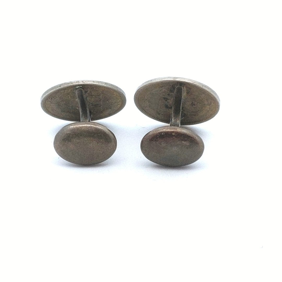 Antique $70 Sterling Nickel 3 Cent 1881 & 1887 Coin Cufflinks