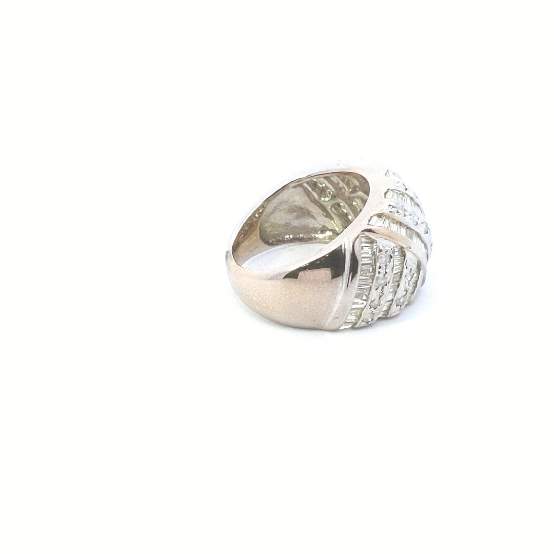 Estate 14K White Gold Baguette & Round Diamond Ring