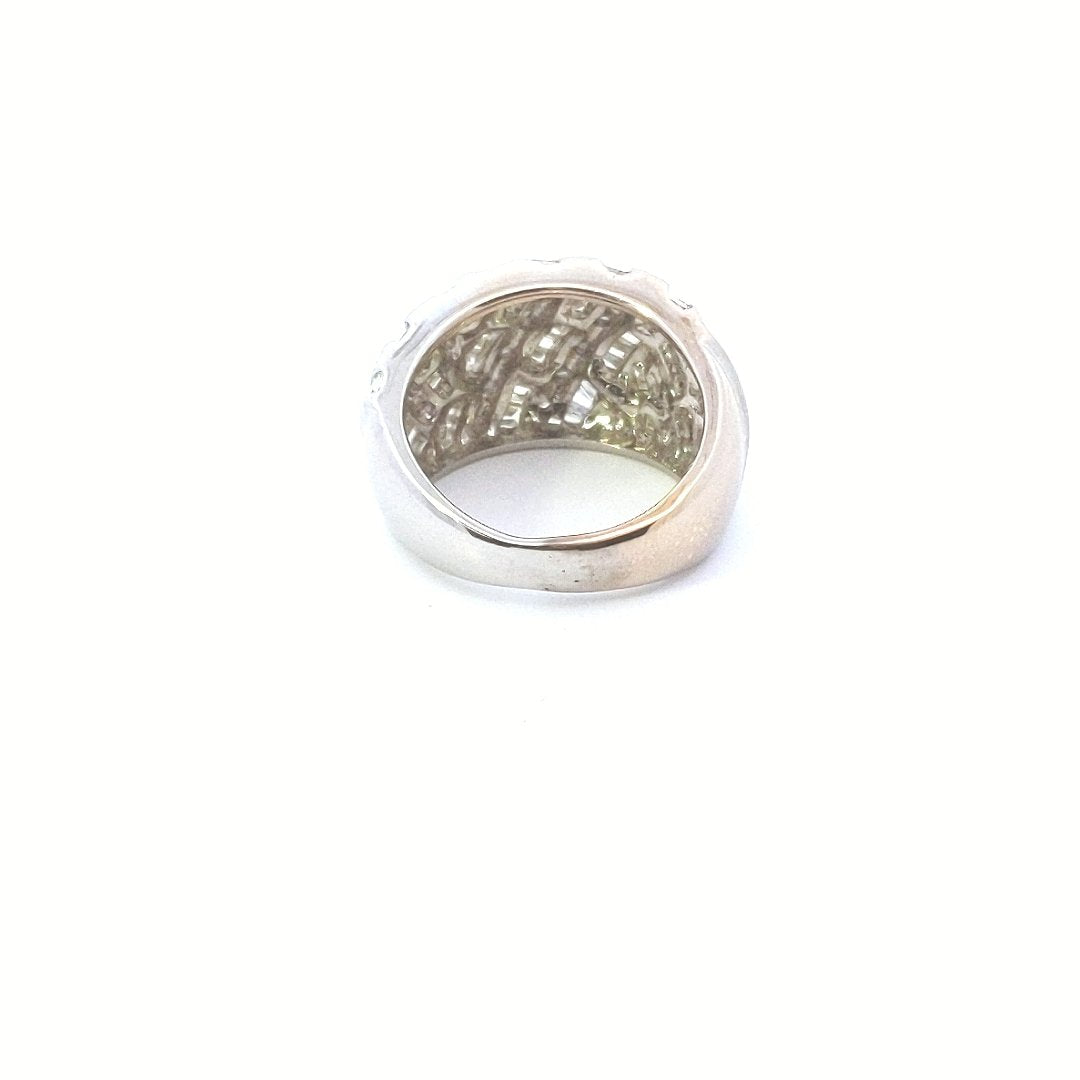 Estate 14K White Gold Baguette & Round Diamond Ring