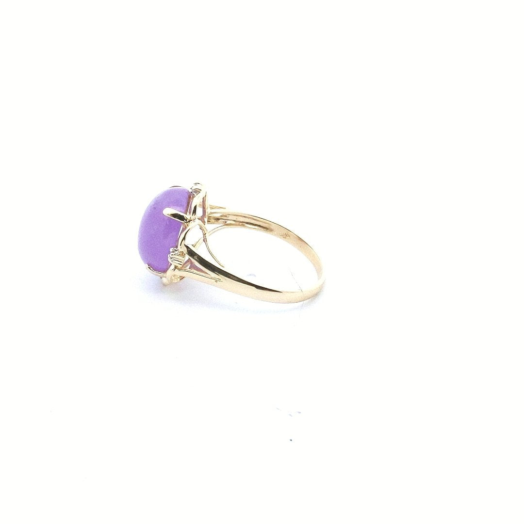 Estate $350 14K Oval Dyed Jade Diamond Ring