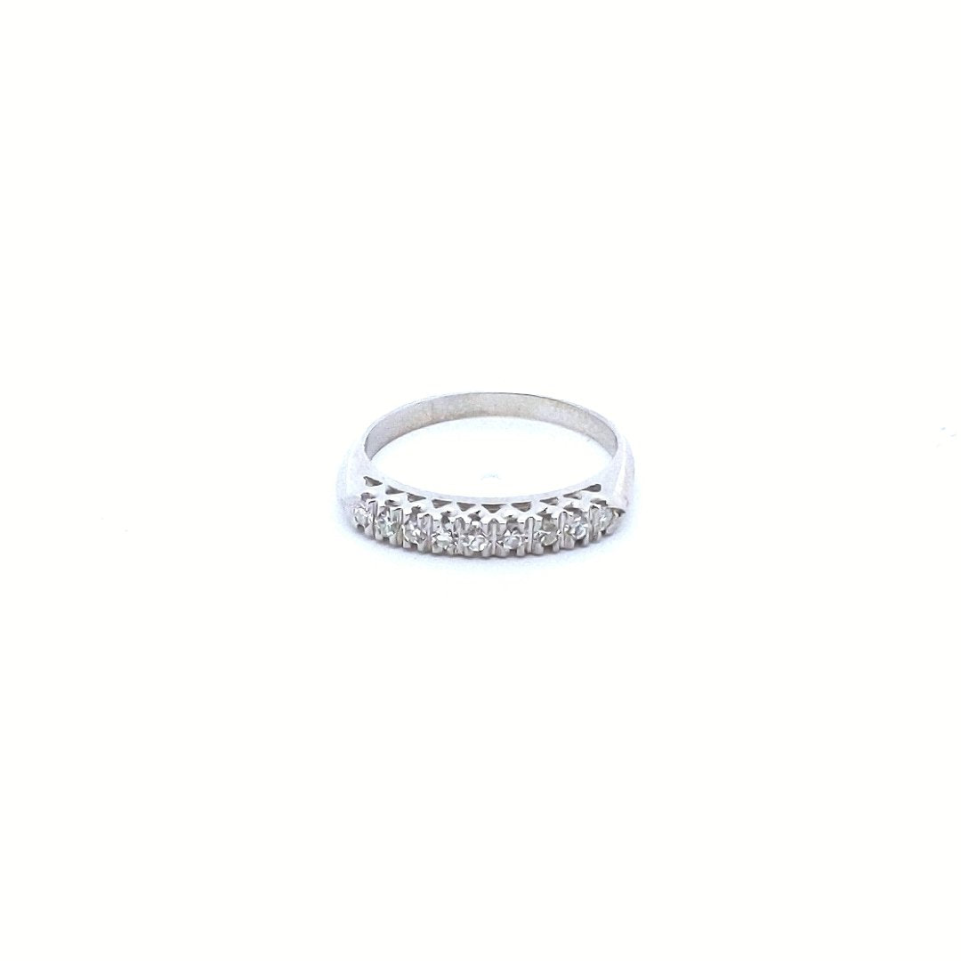 Vintage $1590 14K White Gold Diamond Engagement Ring Wedding Band Set