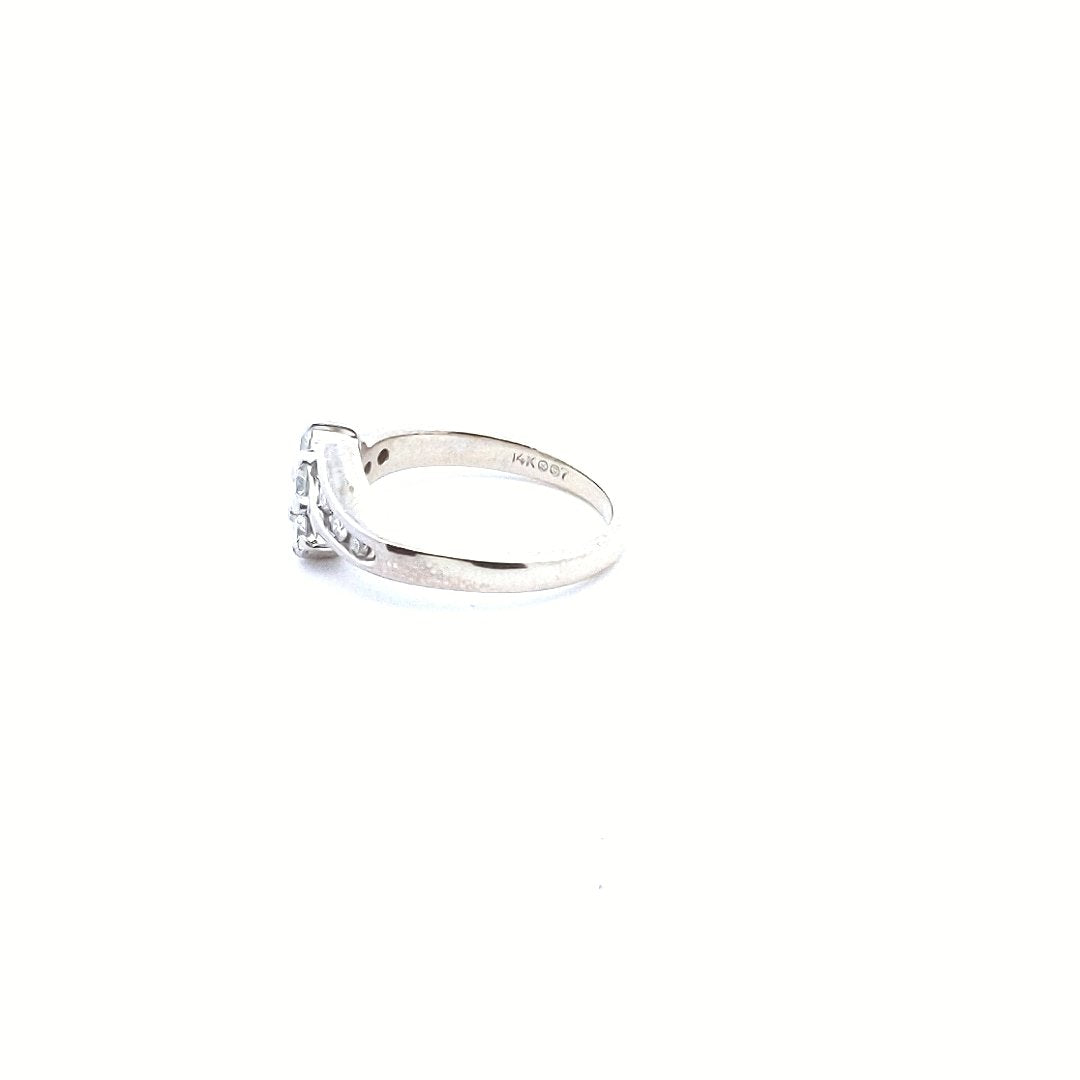 Estate $500 14K White Gold Diamond Crossover Bypass Ring
