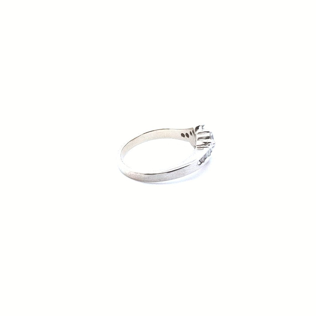 Estate $500 14K White Gold Diamond Crossover Bypass Ring