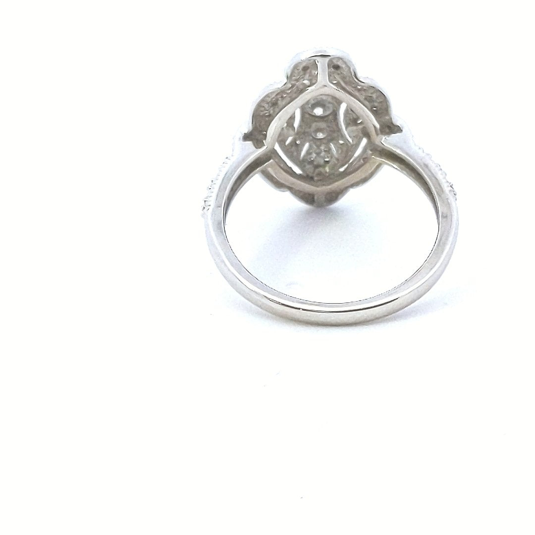 Estate $650 14K White Gold Diamond Ring Multigrain Style