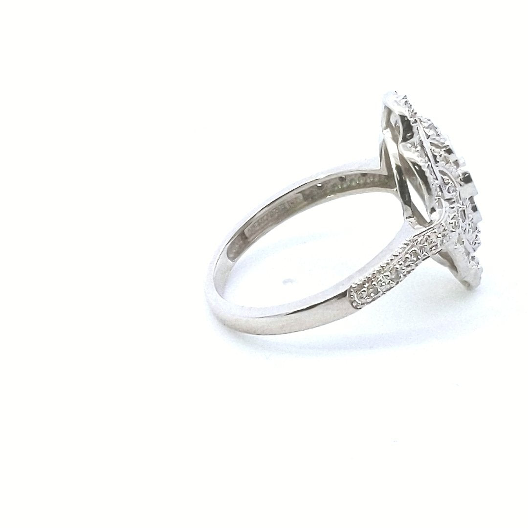 Estate $650 14K White Gold Diamond Ring Multigrain Style