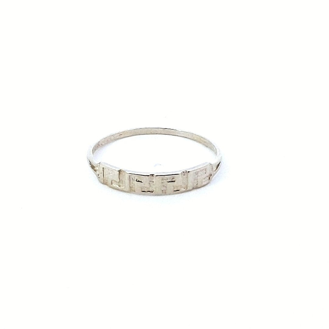 Estate $200 14K White Gold Geometric Greek Style Ring