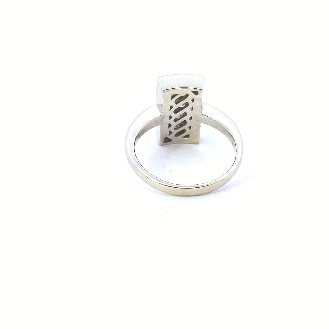 Estate $1000 14K White Gold Diamond Rectangle Ring
