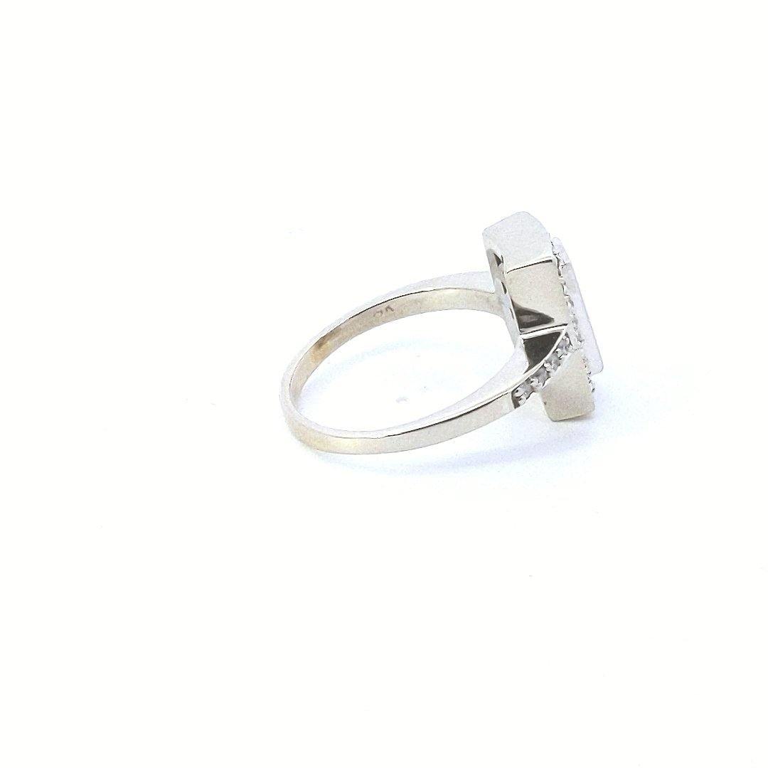 Estate $1000 14K White Gold Diamond Rectangle Ring