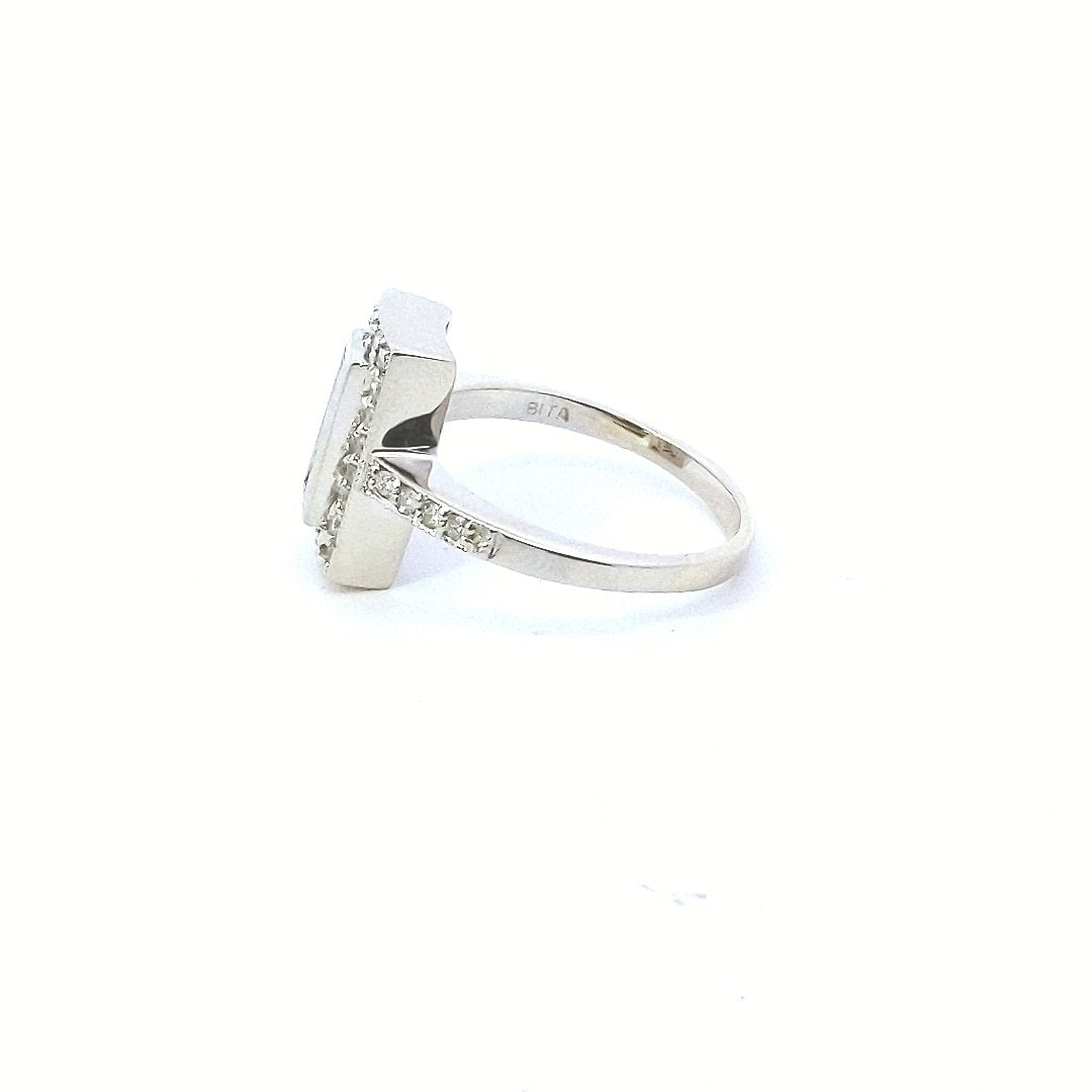 Estate $1000 14K White Gold Diamond Rectangle Ring