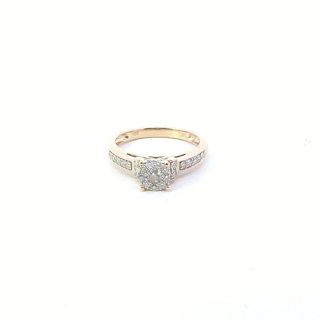 Estate $600 10K Yellow Gold Diamond Engagement Ring Set