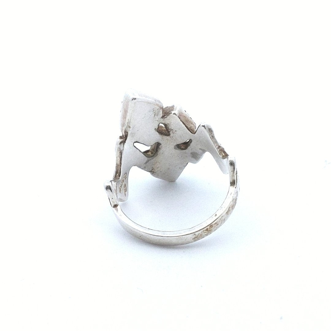 Sterling Silver Copper Carolyn Pollack Tiger Eye Coral Jasper Abstract Ring