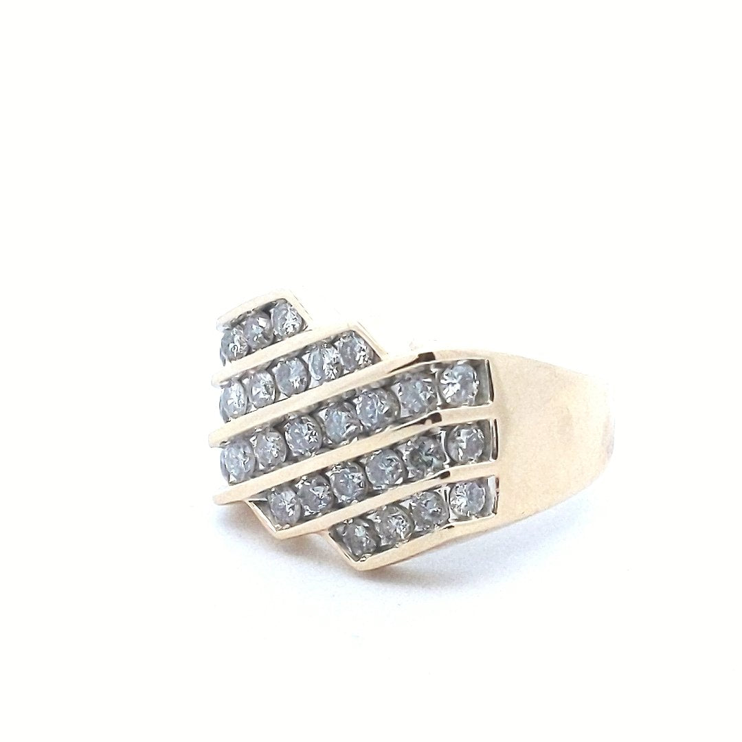 Estate $1700 10K Yellow Gold Mens Chanel Set Diamond Ring
