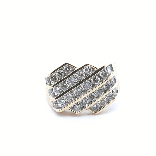 Estate $1700 10K Yellow Gold Mens Chanel Set Diamond Ring
