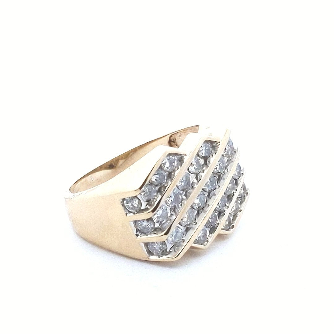 Estate $1700 10K Yellow Gold Mens Chanel Set Diamond Ring
