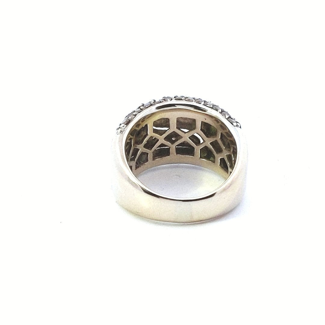 14K White Gold Fancy Cognac Pave Set Diamond Leopard Enamel Ring