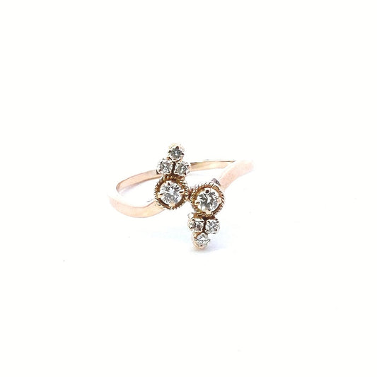 Estate $780 14K Rose Gold Diamond Bypass Ring
