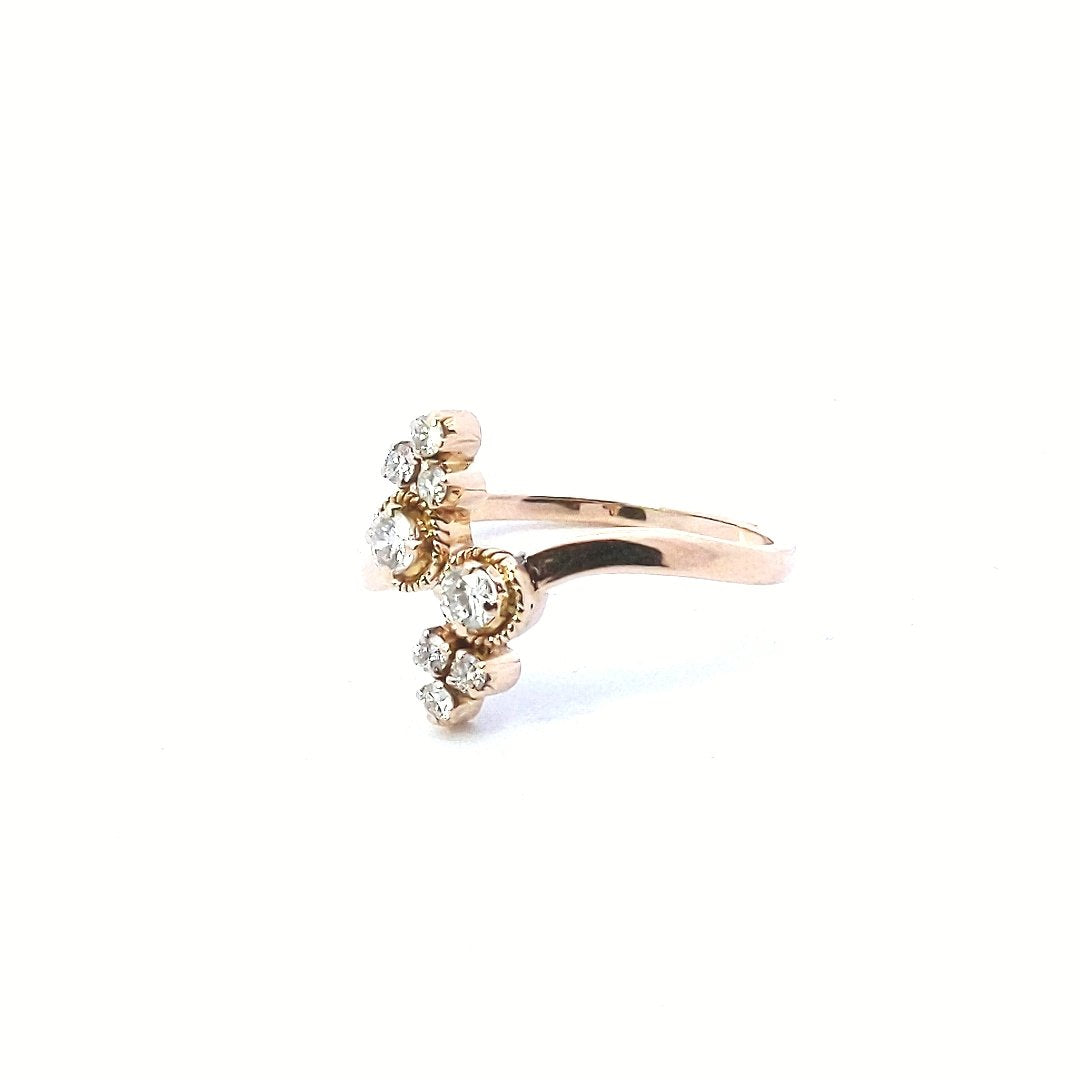 Estate $780 14K Rose Gold Diamond Bypass Ring
