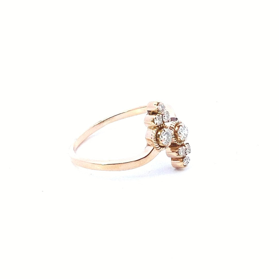 Estate $780 14K Rose Gold Diamond Bypass Ring