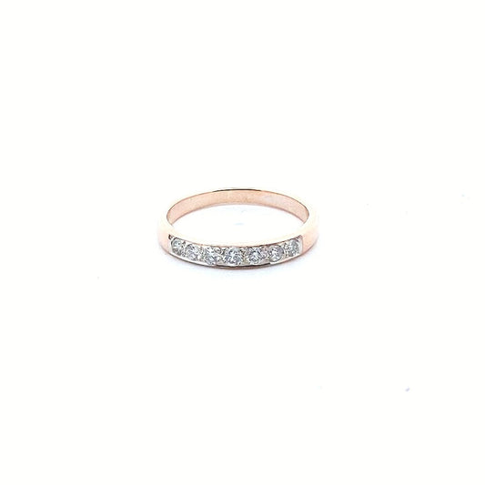 Estate $700 14K Rose Gold Diamond Seven Stone Wedding Band Ring