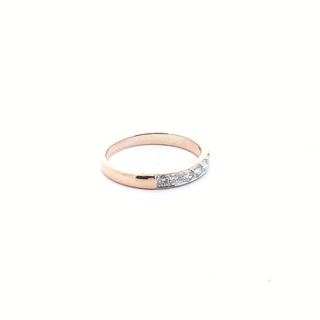 Estate $700 14K Rose Gold Diamond Seven Stone Wedding Band Ring