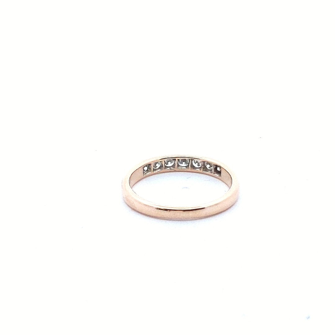 Estate $700 14K Rose Gold Diamond Seven Stone Wedding Band Ring