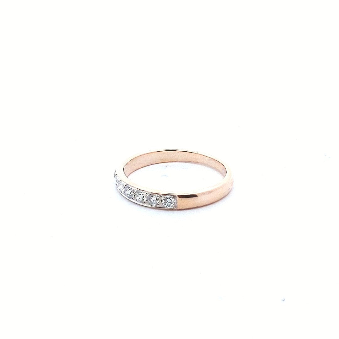 Estate $700 14K Rose Gold Diamond Seven Stone Wedding Band Ring