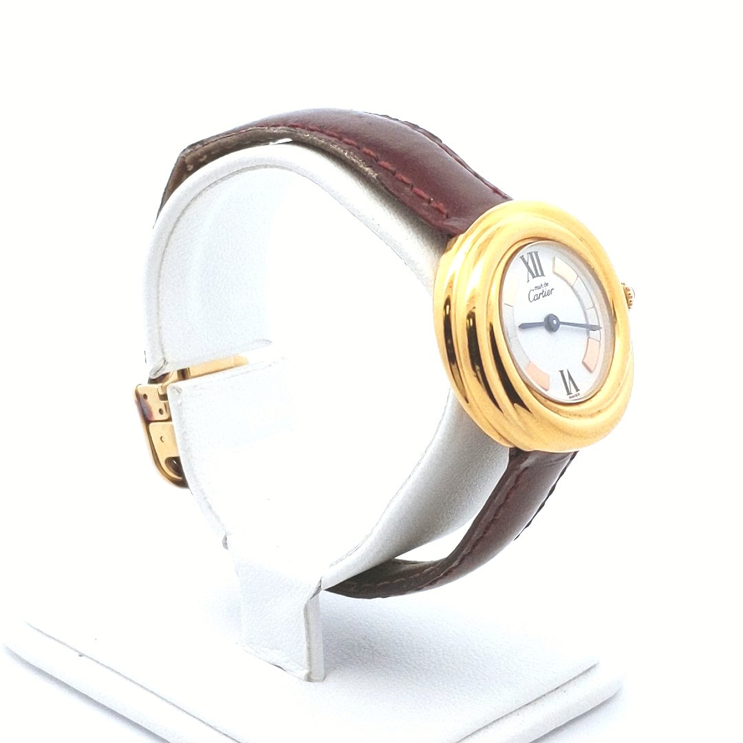 Designer $1300 Sterling Vermeil Must de Cartier Trinity Quartz Watch