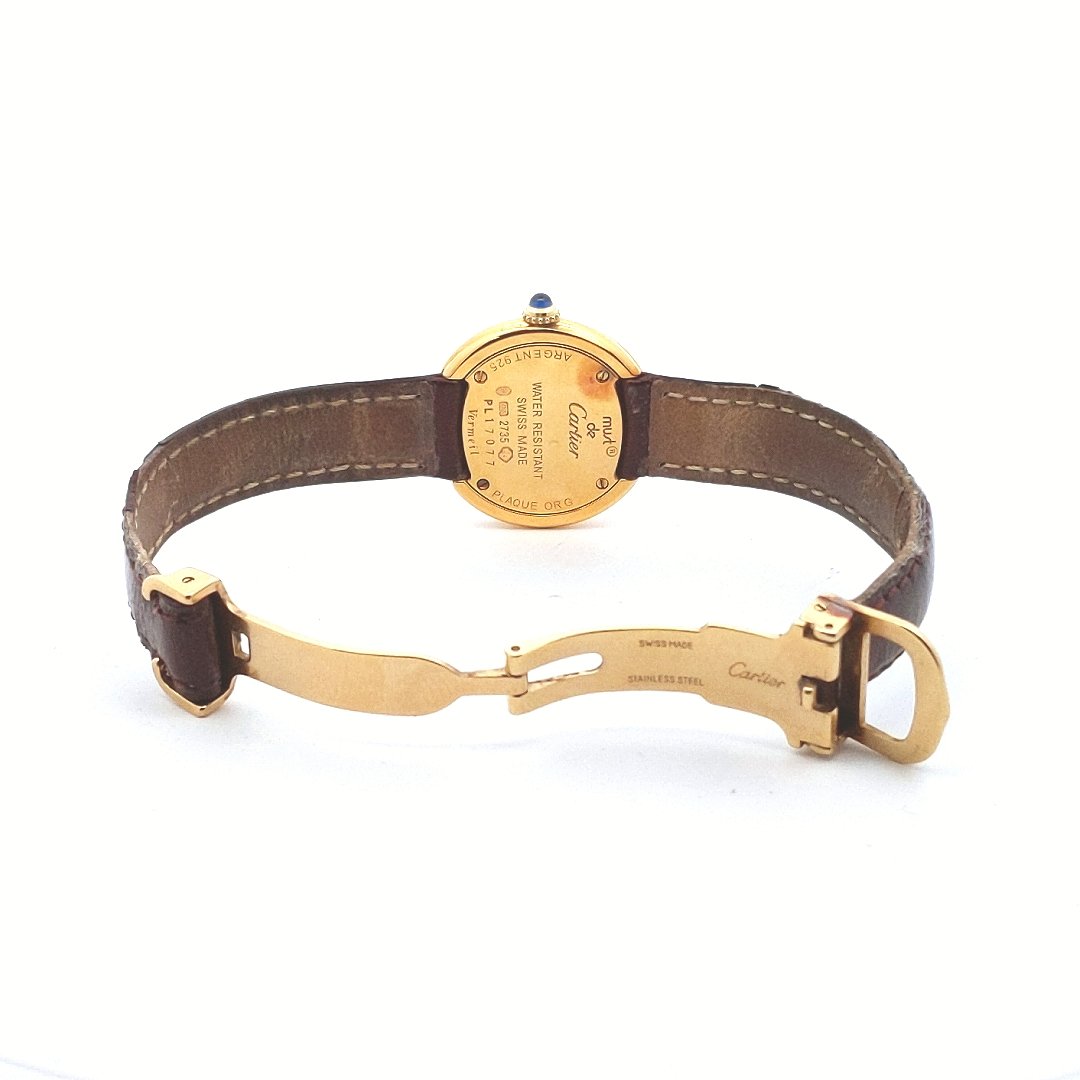 Designer $1300 Sterling Vermeil Must de Cartier Trinity Quartz Watch