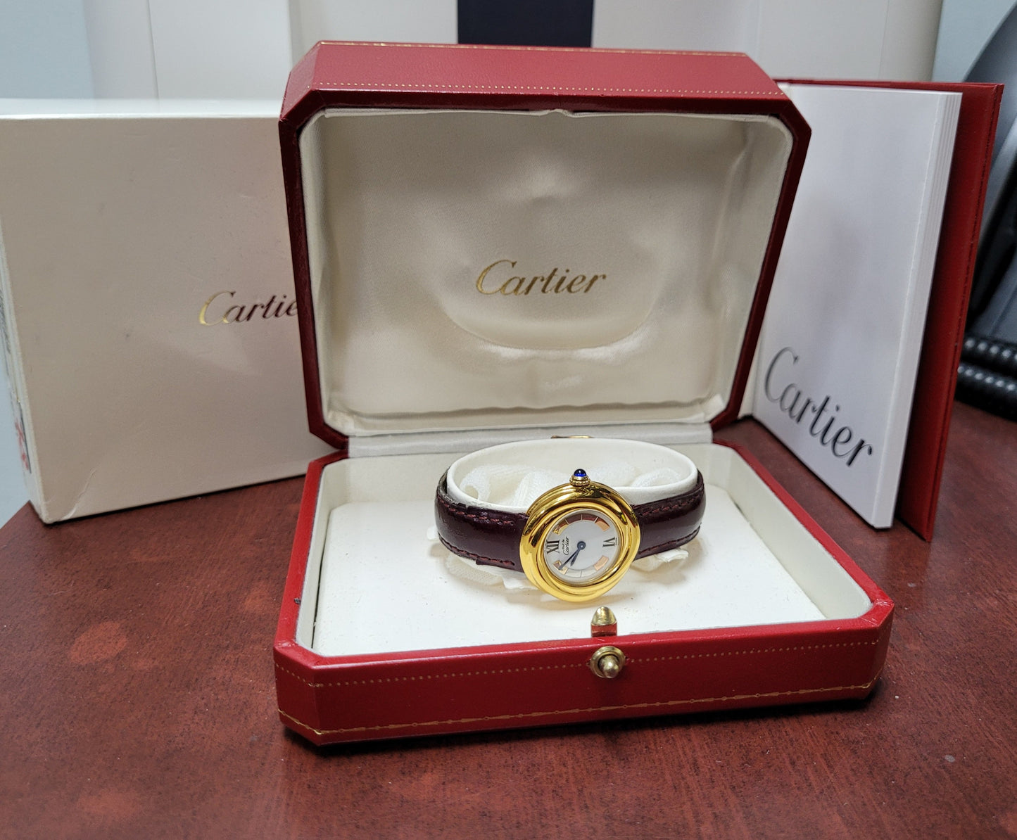 Designer $1300 Sterling Vermeil Must de Cartier Trinity Quartz Watch