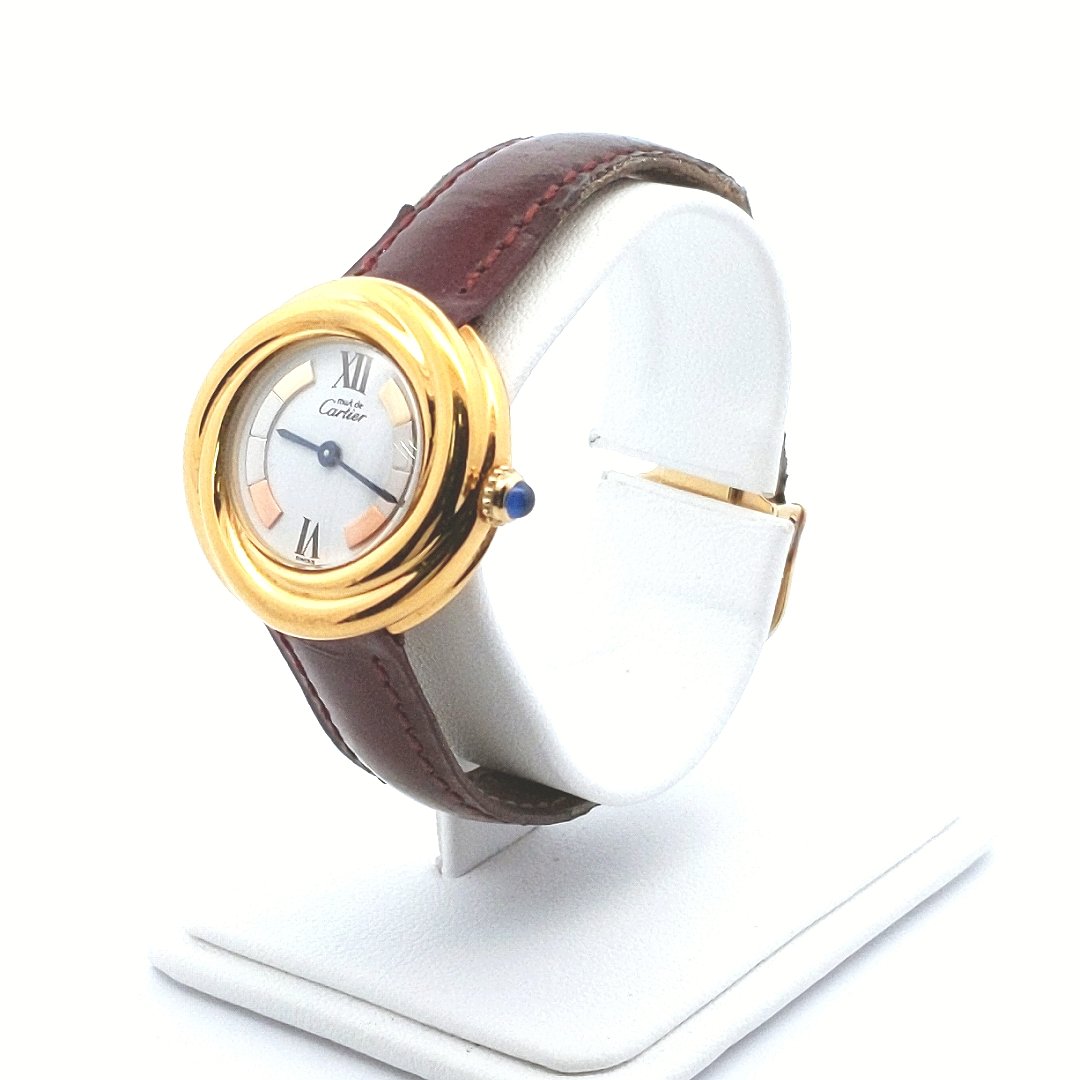 Designer $1300 Sterling Vermeil Must de Cartier Trinity Quartz Watch