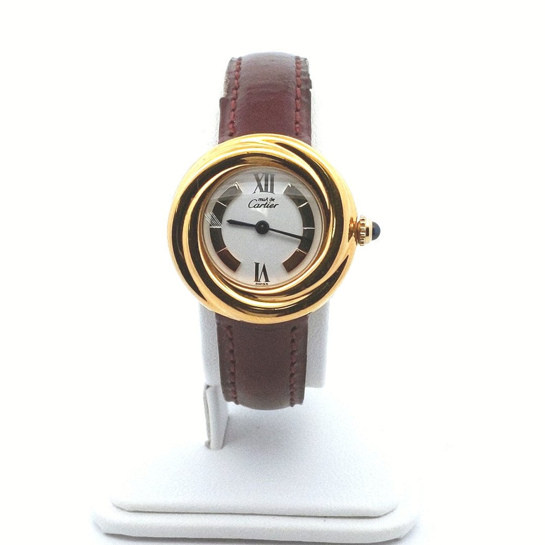 Designer $1300 Sterling Vermeil Must de Cartier Trinity Quartz Watch