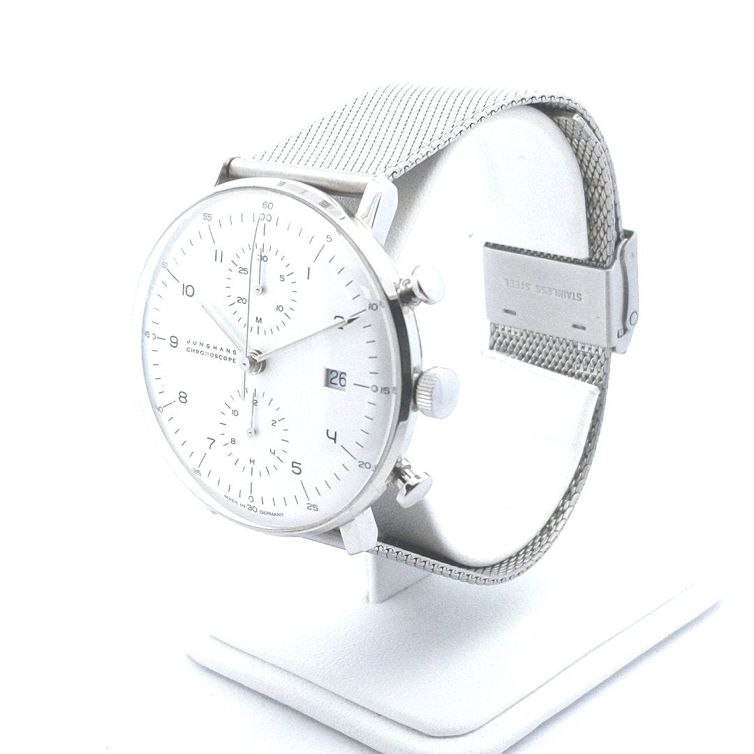 Stainless Steel Junghans Max Bill Chronoscope Automatic Watch