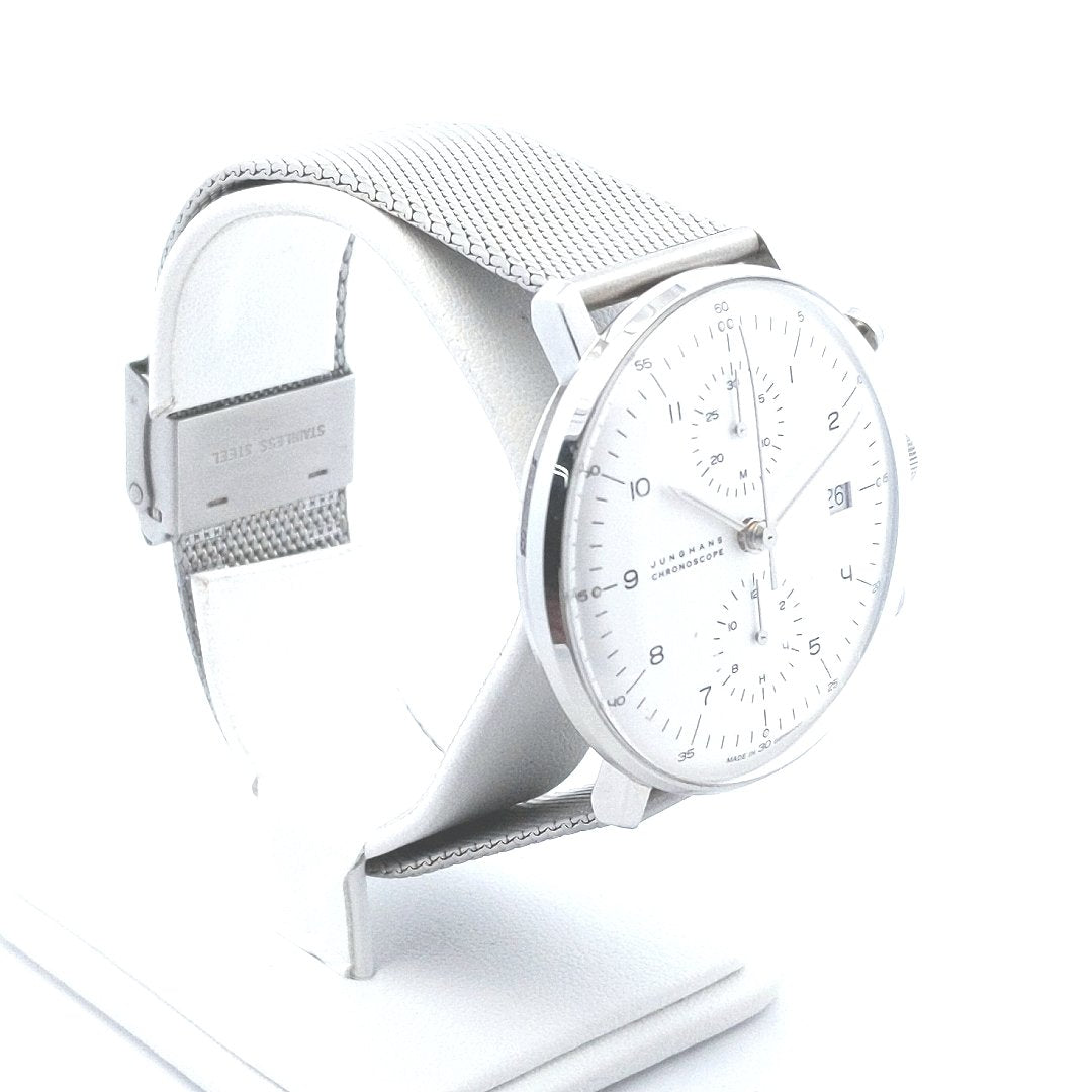 Stainless Steel Junghans Max Bill Chronoscope Automatic Watch