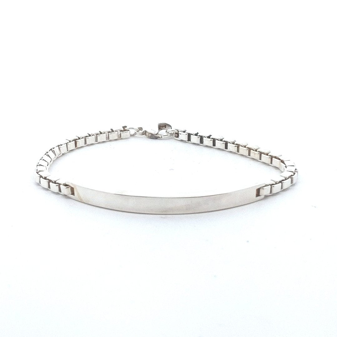 Designer $200 Sterling Silver Tiffany & Co. Venetian Box Link ID Bracelet