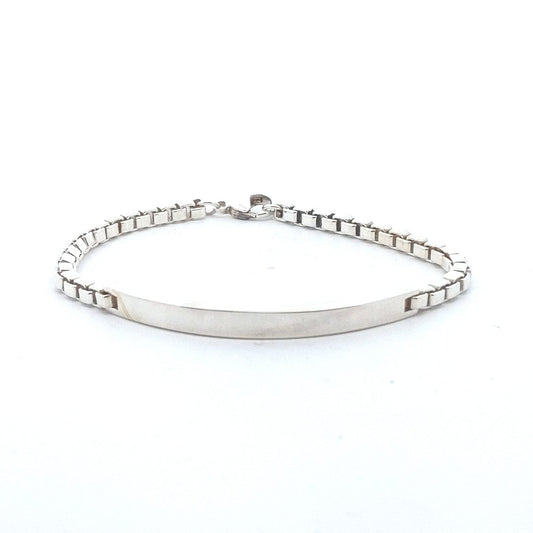 Designer $200 Sterling Silver Tiffany & Co. Venetian Box Link ID Bracelet