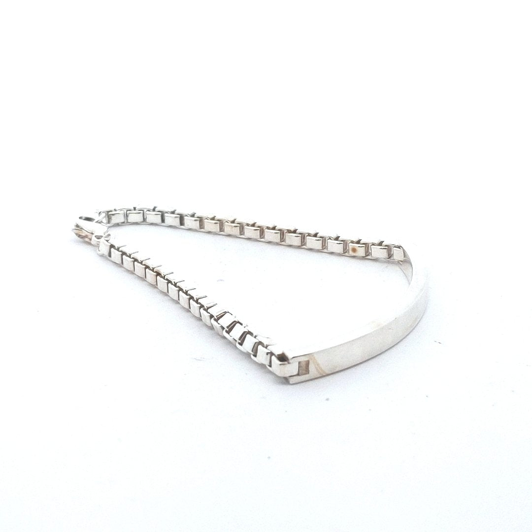 Designer $200 Sterling Silver Tiffany & Co. Venetian Box Link ID Bracelet