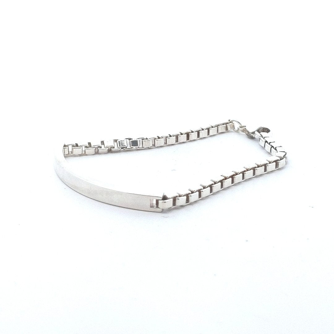 Designer $200 Sterling Silver Tiffany & Co. Venetian Box Link ID Bracelet