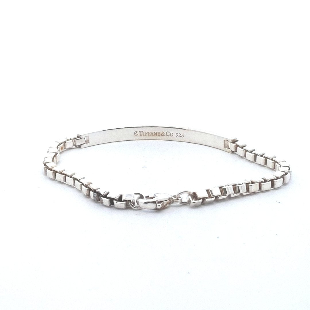 Designer $200 Sterling Silver Tiffany & Co. Venetian Box Link ID Bracelet